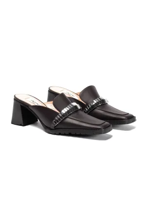 Eva Loafer Mule Leather/Metal Brown