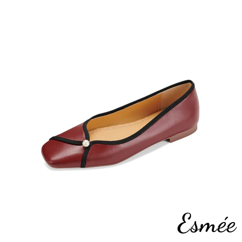 Extra Soft Leather Ballerina with Pearl Design