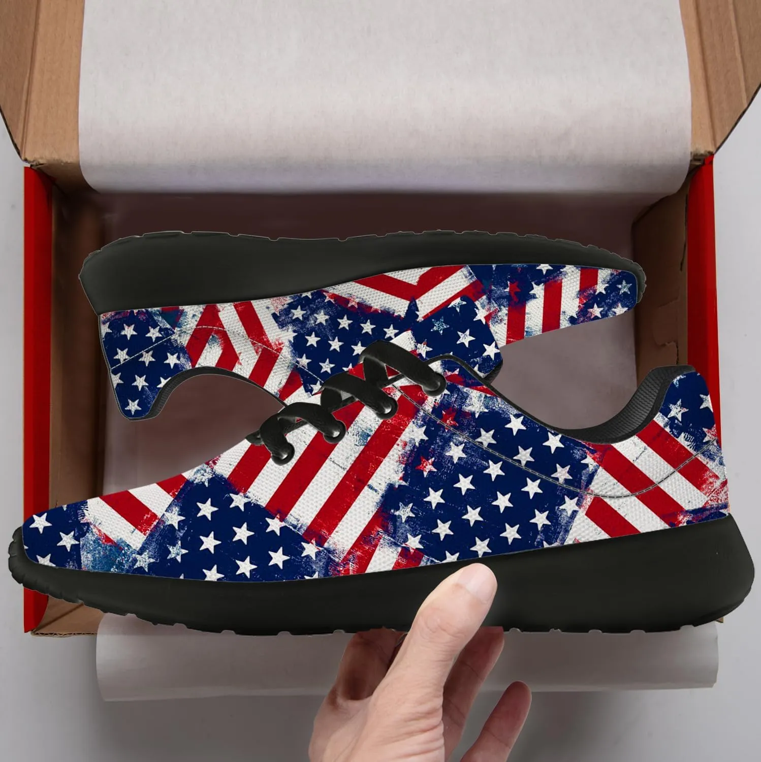 Flag Shoes for Women Men Running Shoes Lightweight Tennis Sneakers Patriotic Shoes Gifts