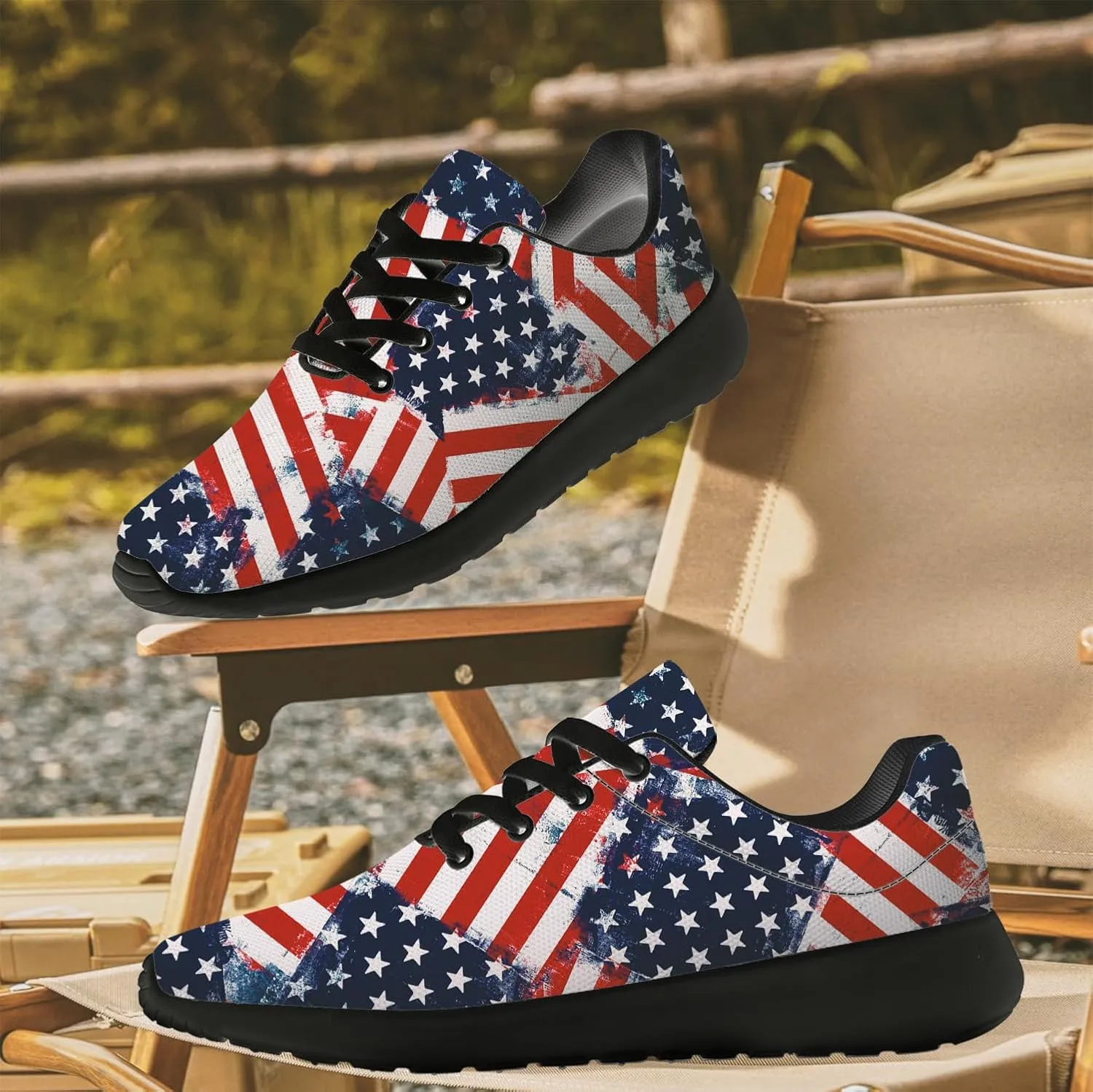 Flag Shoes for Women Men Running Shoes Lightweight Tennis Sneakers Patriotic Shoes Gifts