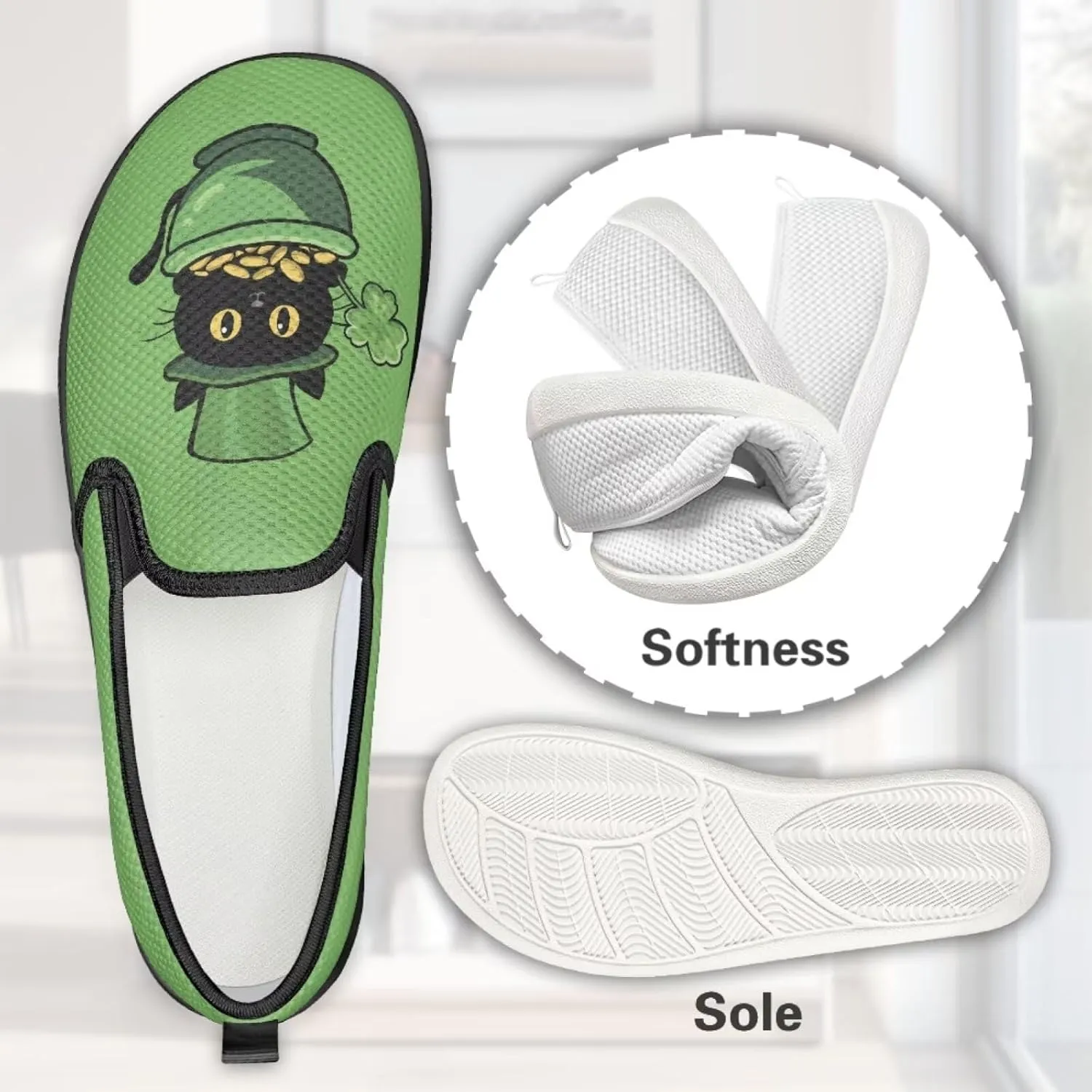 Flats Shoes for Women Breathable Mesh Slip On Sneakers Fashion Low Top Non-Slip Loafers for Walking