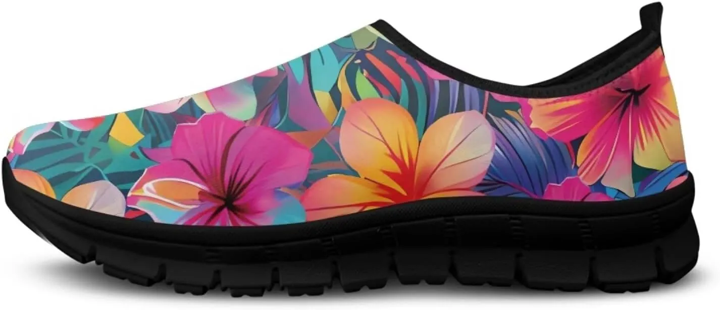 Flowers Print Mesh Shoes for Women Breathable Non-Slip Casual Loafers Fashion Running Hikking Sneaker for Outdoor