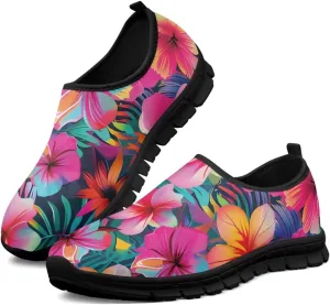 Flowers Print Mesh Shoes for Women Breathable Non-Slip Casual Loafers Fashion Running Hikking Sneaker for Outdoor