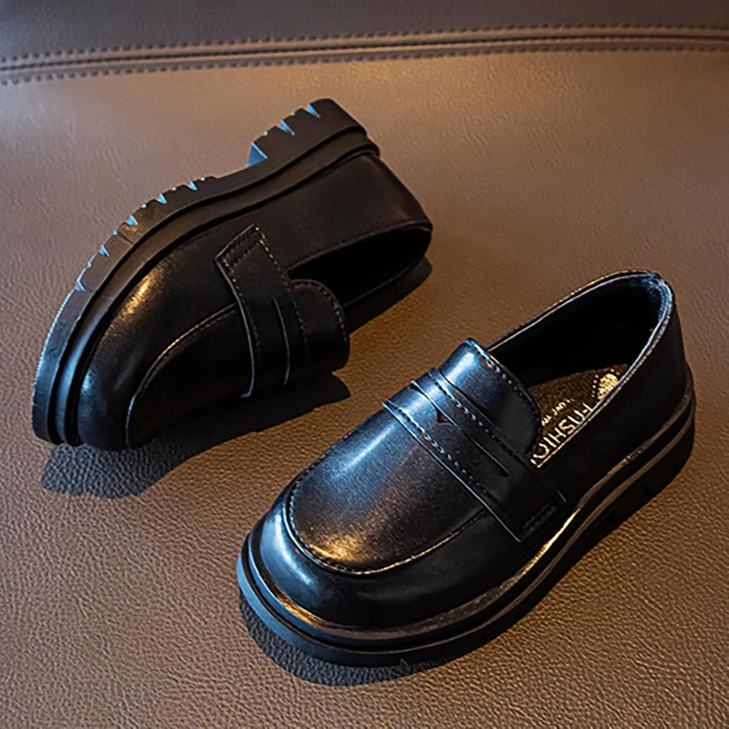 Girls Dress Shoes Chunky Loafers for Girl Platform Penny Loafers Round Toe School Uniform Slip On Baby Dress Shoes