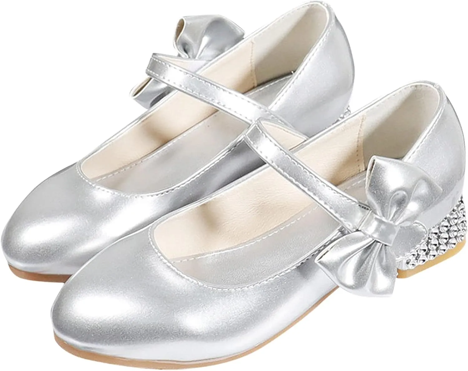 Girls Dress Shoes Mary Jane Shoes for Girls, Low Girls Heels for Kids Toddler Flower Girl Wedding Party Shoes for Girls