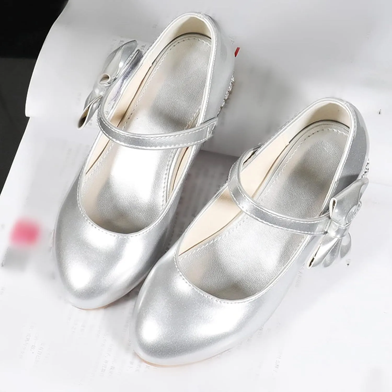 Girls Dress Shoes Mary Jane Shoes for Girls, Low Girls Heels for Kids Toddler Flower Girl Wedding Party Shoes for Girls