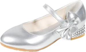 Girls Dress Shoes Mary Jane Shoes for Girls, Low Girls Heels for Kids Toddler Flower Girl Wedding Party Shoes for Girls