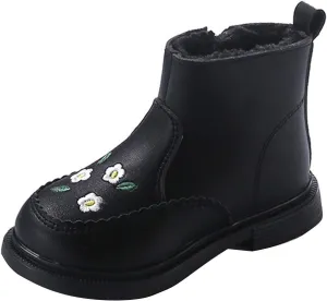 Girls Kids Side Zipper Faux Fr Ankle Boots Girls Fashion Boots For Girls Girls Low Heel Side Zipper Ankle Booties