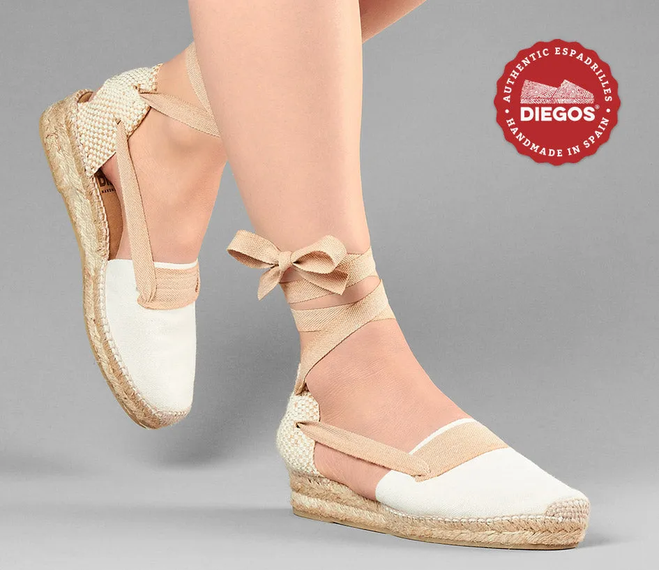 Ivory Lola low wedge Basque espadrilles