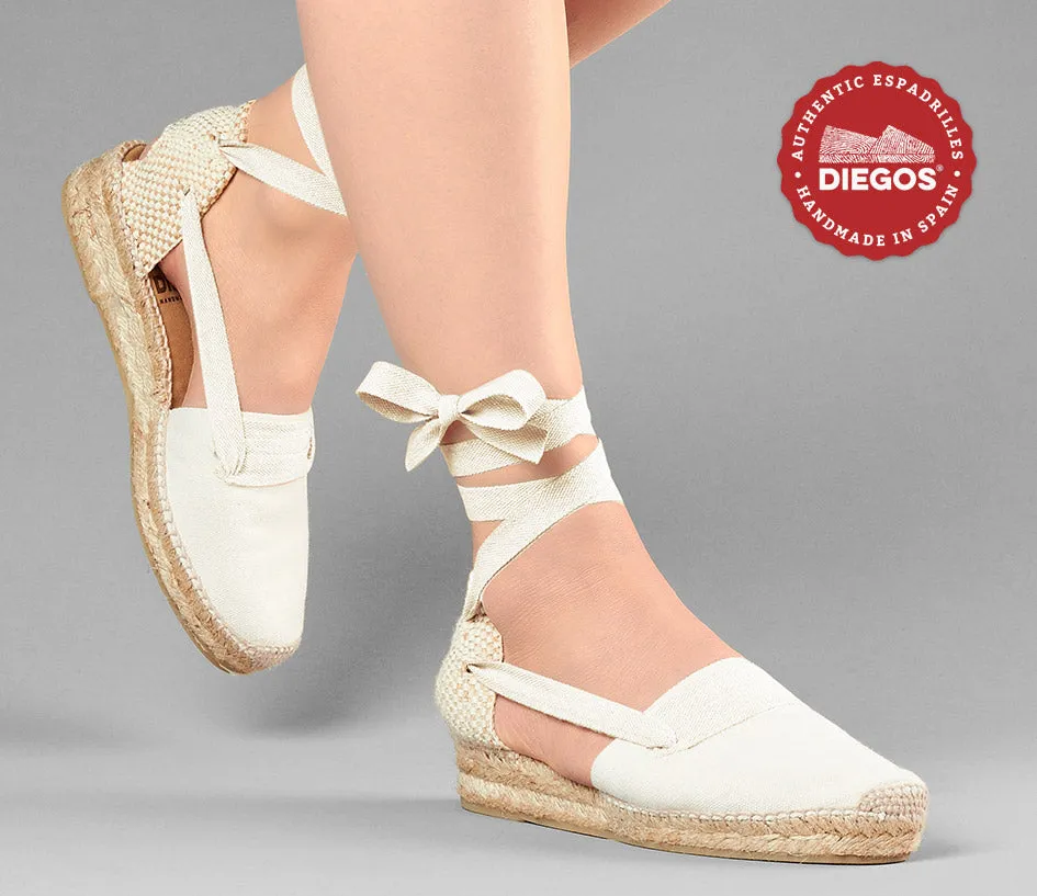 Ivory Lola low wedge Basque espadrilles