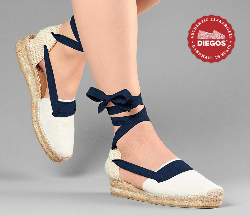 Ivory Lola low wedge Basque espadrilles