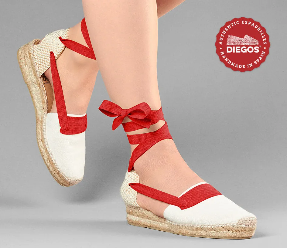 Ivory Lola low wedge Basque espadrilles