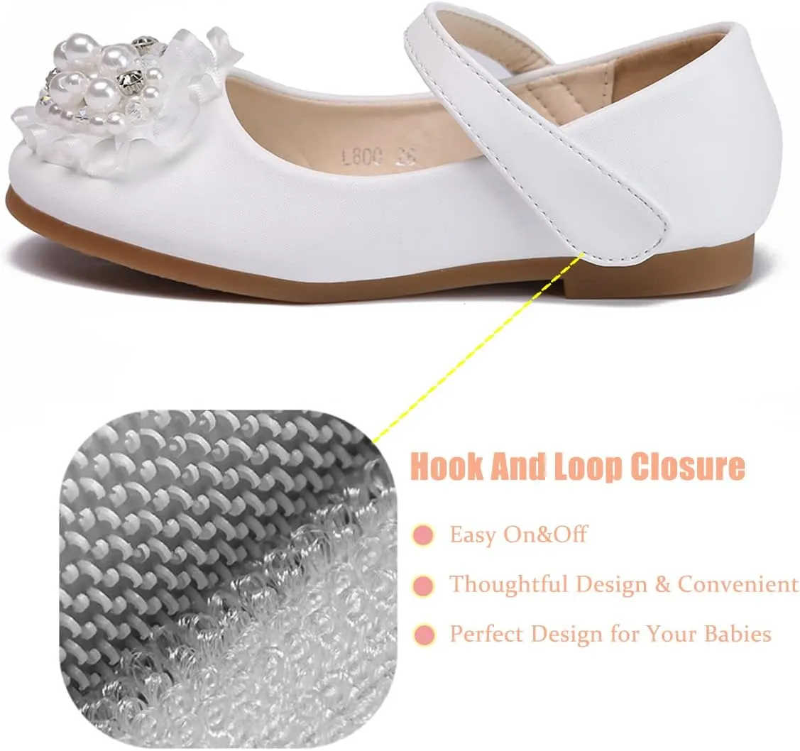 JOEupin Girls Dress Shoes Sparkle Mary Jane Princess Glitter Wedding Party Flats for Toddler Little Kids
