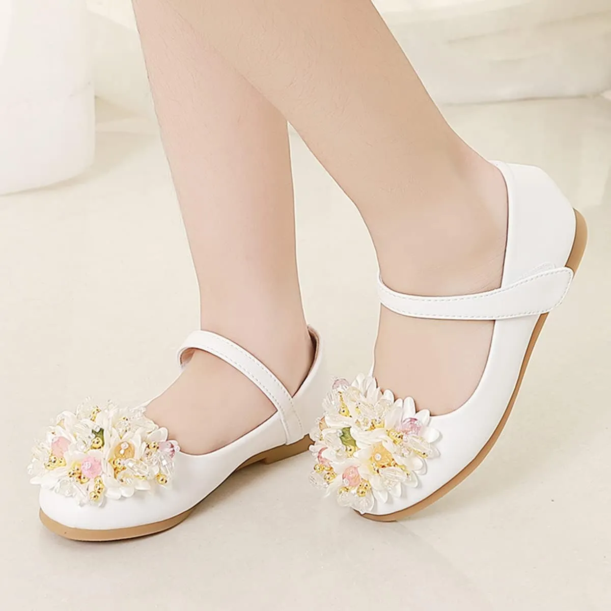 JOEupin Girls Dress Shoes Sparkle Mary Jane Princess Glitter Wedding Party Flats for Toddler Little Kids
