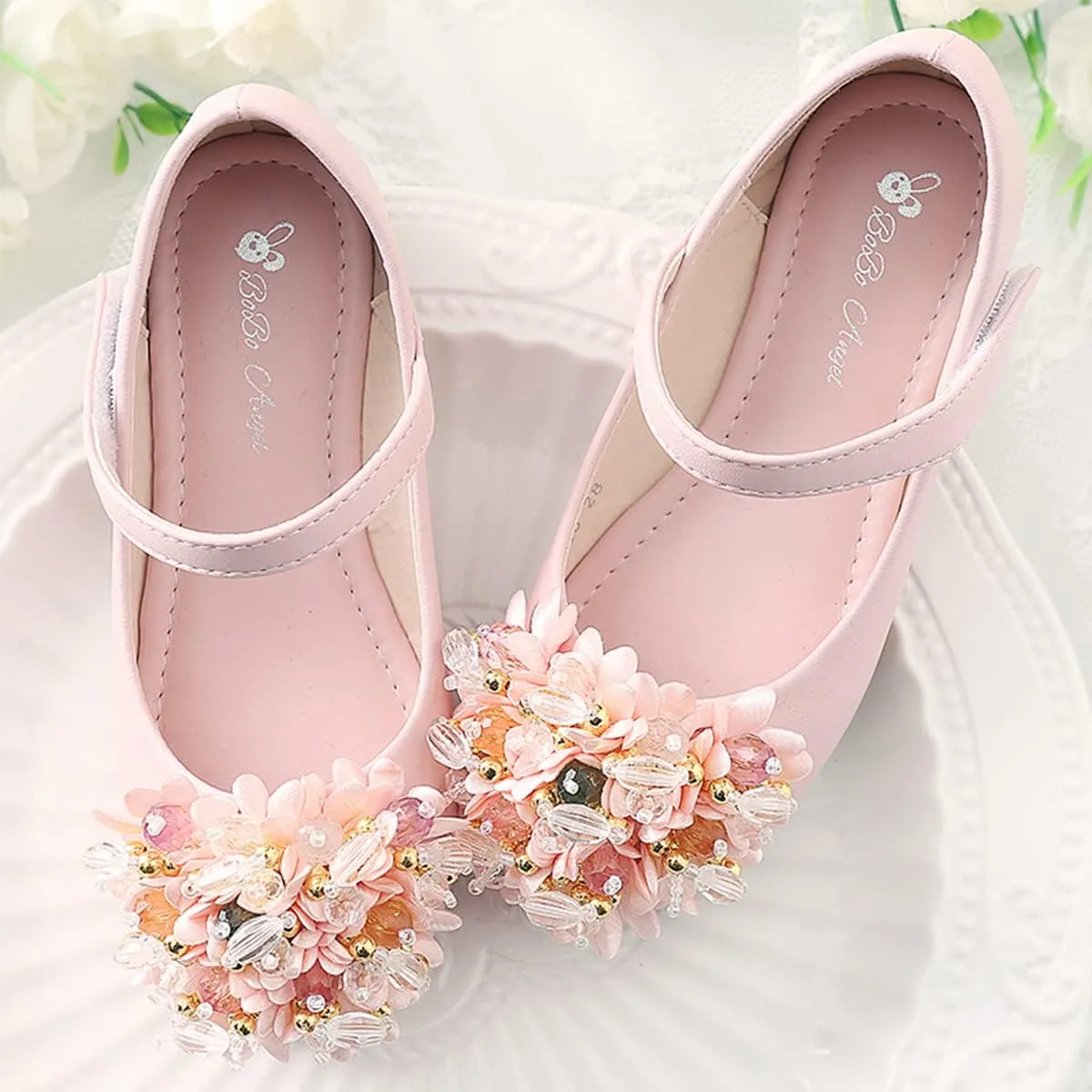 JOEupin Girls Dress Shoes Sparkle Mary Jane Princess Glitter Wedding Party Flats for Toddler Little Kids