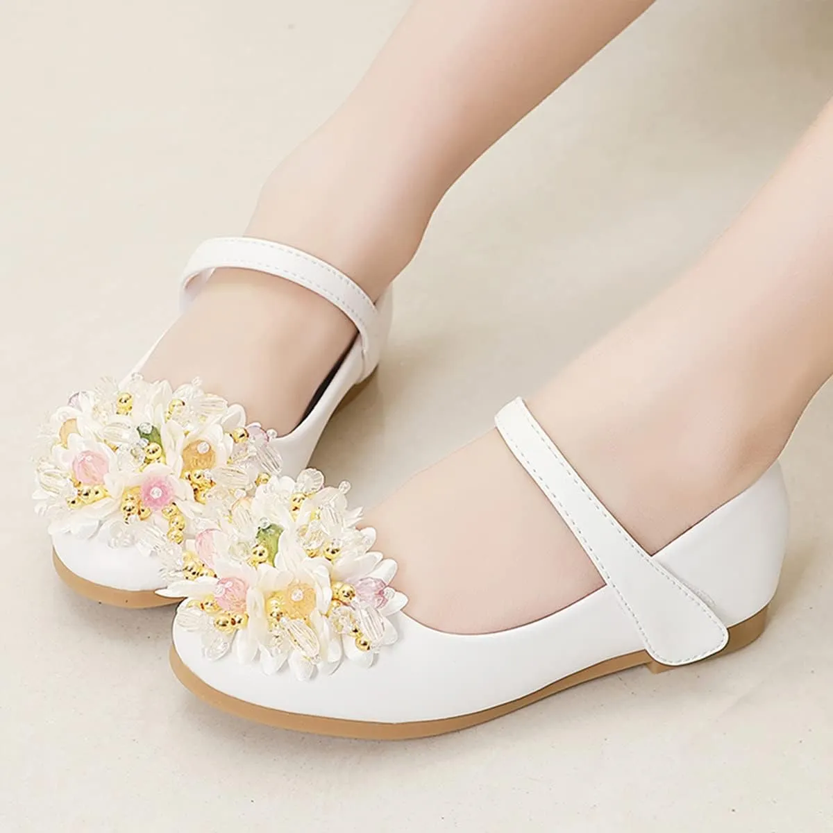 JOEupin Girls Dress Shoes Sparkle Mary Jane Princess Glitter Wedding Party Flats for Toddler Little Kids