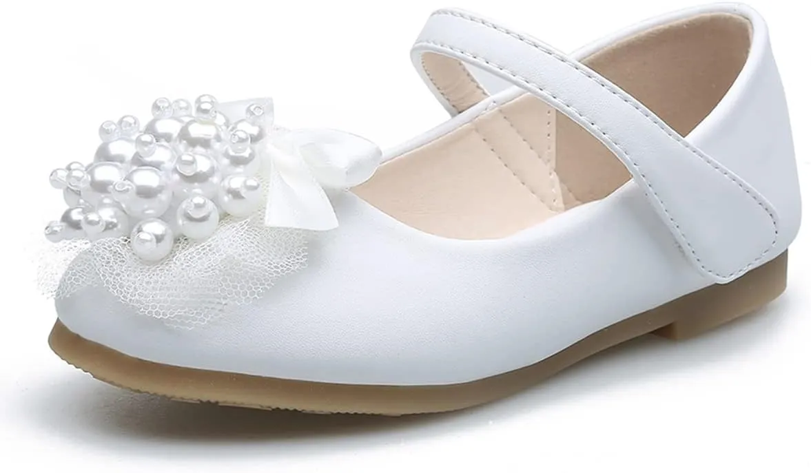 JOEupin Girls Dress Shoes Sparkle Mary Jane Princess Glitter Wedding Party Flats for Toddler Little Kids