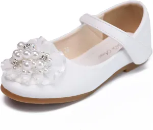 JOEupin Girls Dress Shoes Sparkle Mary Jane Princess Glitter Wedding Party Flats for Toddler Little Kids