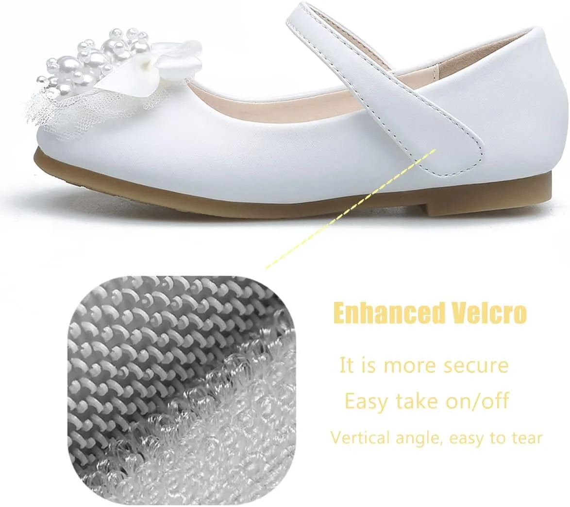JOEupin Girls Dress Shoes Sparkle Mary Jane Princess Glitter Wedding Party Flats for Toddler Little Kids