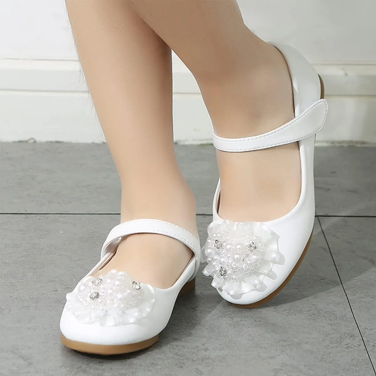 JOEupin Girls Dress Shoes Sparkle Mary Jane Princess Glitter Wedding Party Flats for Toddler Little Kids