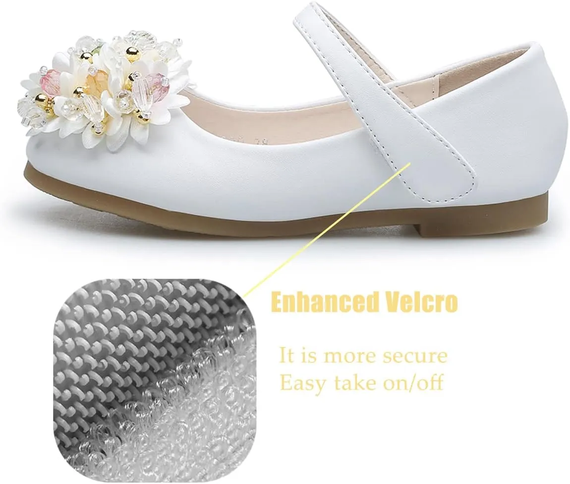 JOEupin Girls Dress Shoes Sparkle Mary Jane Princess Glitter Wedding Party Flats for Toddler Little Kids