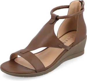 Journee Collection Womens Trayle Faux Leather Strappy Wedge Sandals