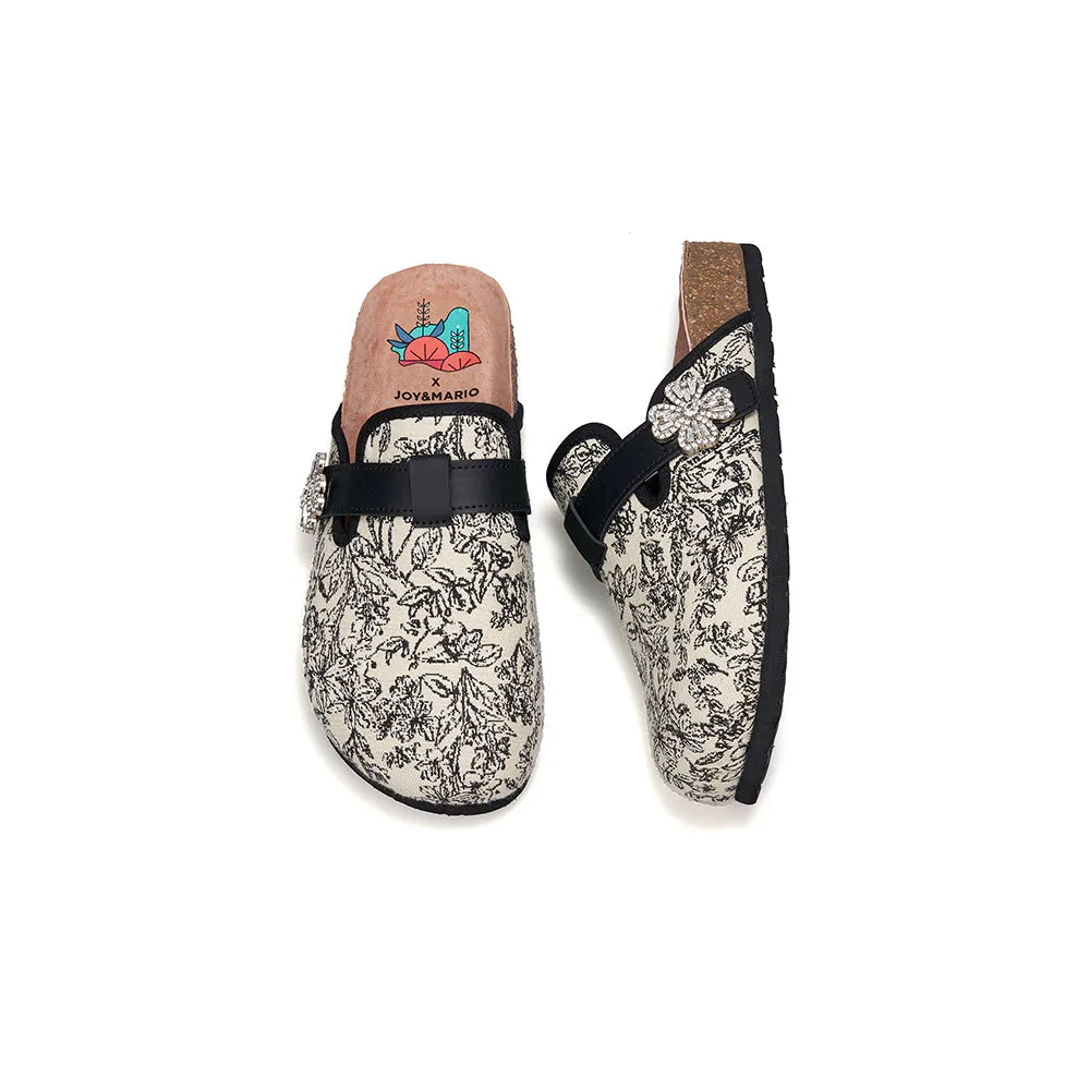 JOY&MARIO Women’s Slip-On Fabric Birken Shoes in Black-77235W