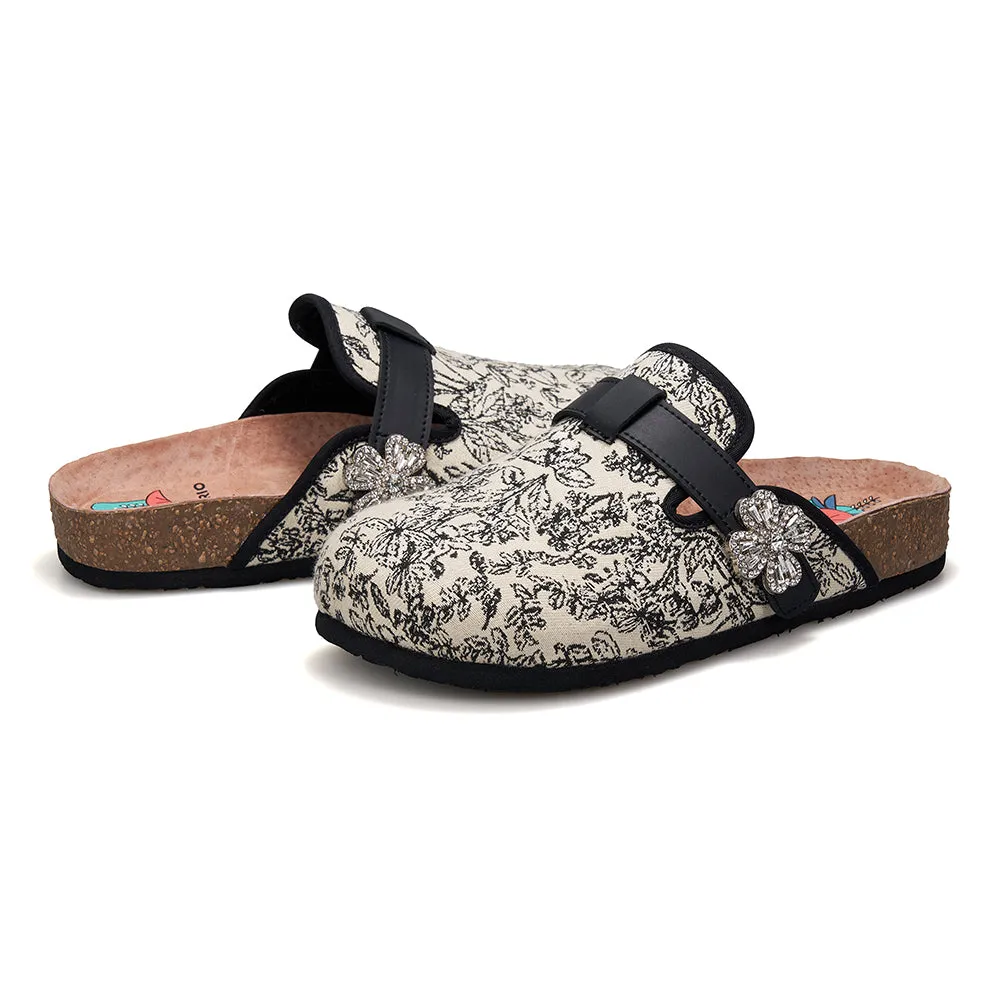 JOY&MARIO Women’s Slip-On Fabric Birken Shoes in Black-77235W