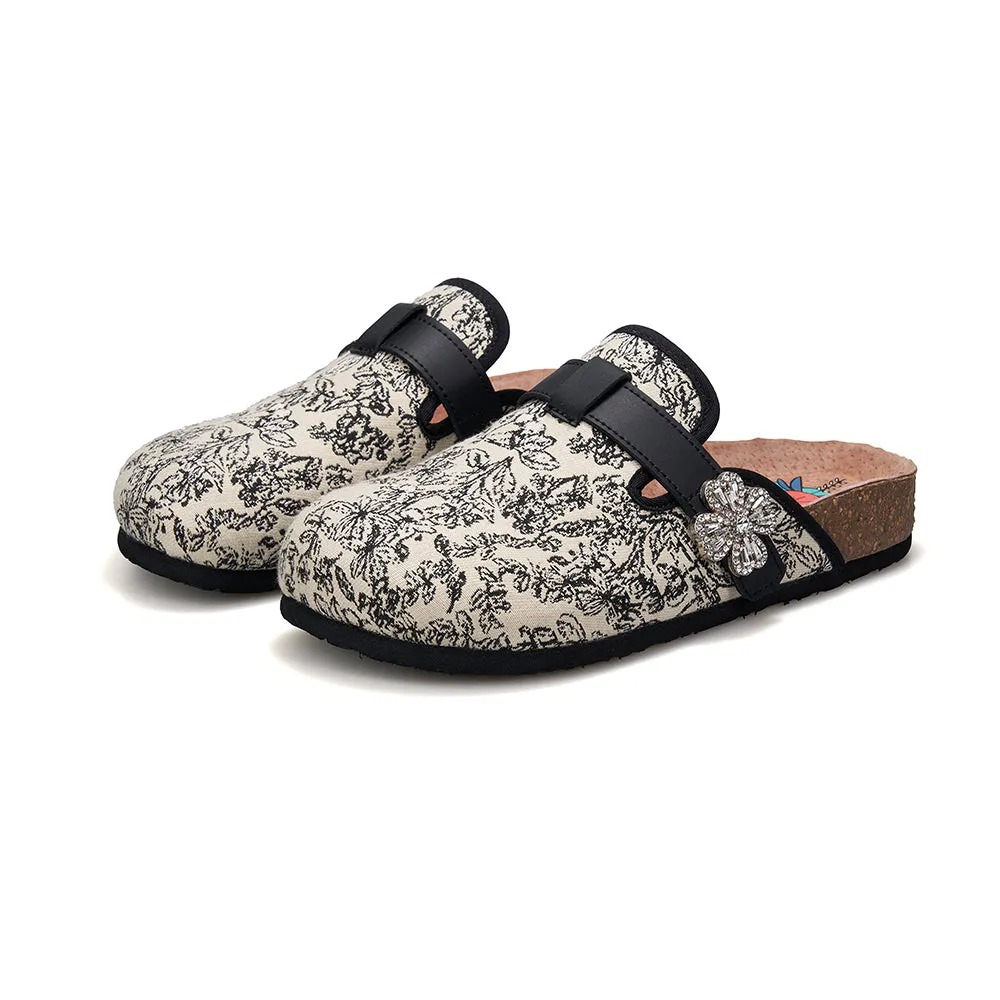 JOY&MARIO Women’s Slip-On Fabric Birken Shoes in Black-77235W