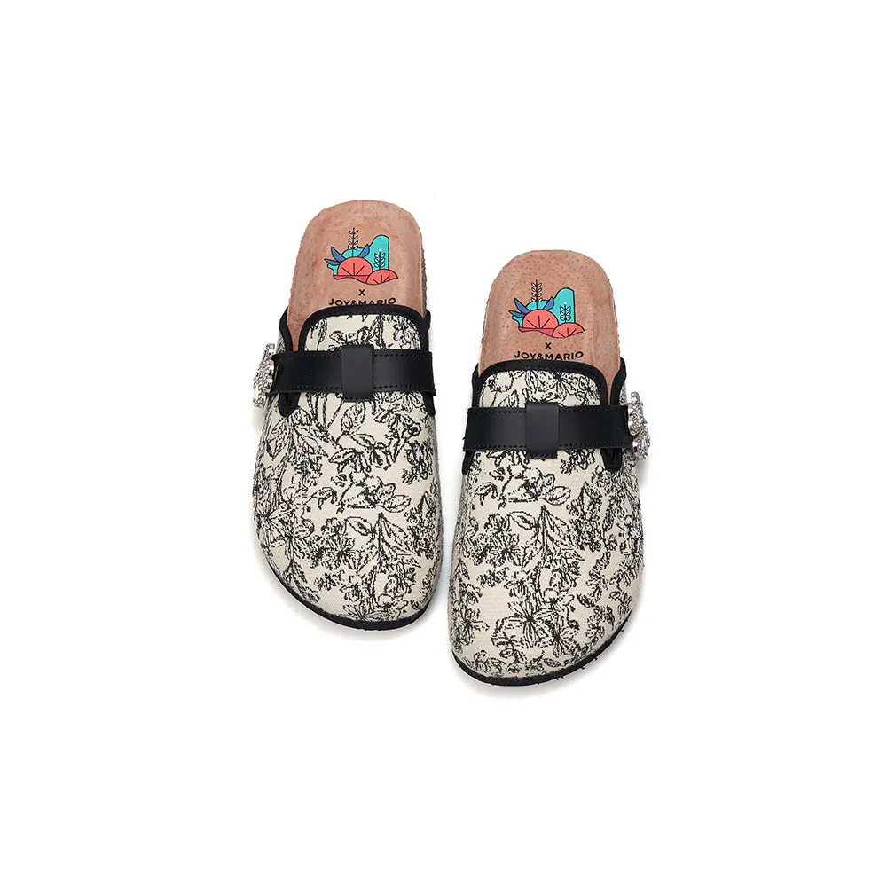 JOY&MARIO Women’s Slip-On Fabric Birken Shoes in Black-77235W