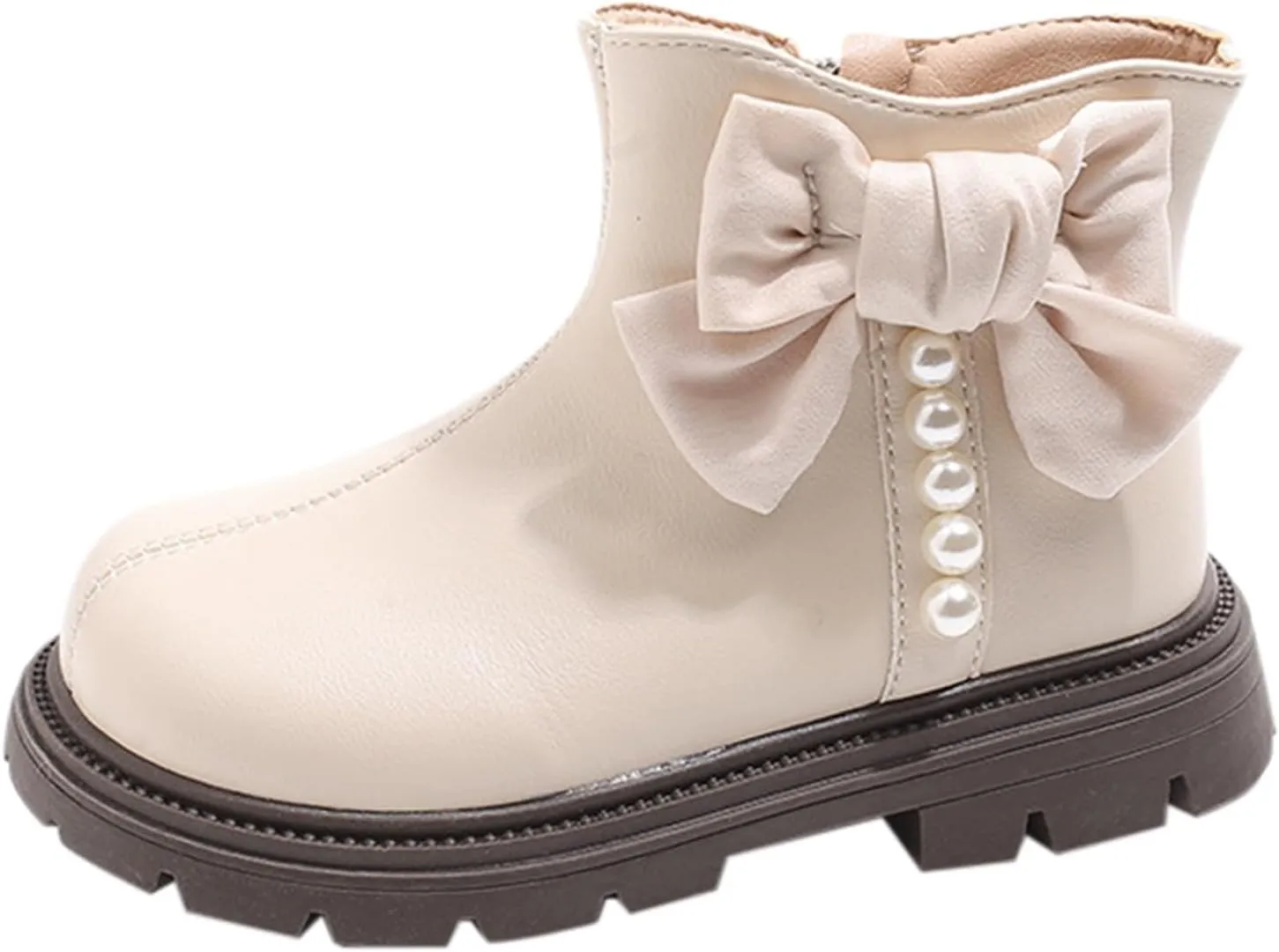 Kids Girls Pearl Bowknot Dress Boots Soft Sole Anti Slip Fashion Cute Birthday Wedding Shoes Booths for Kids