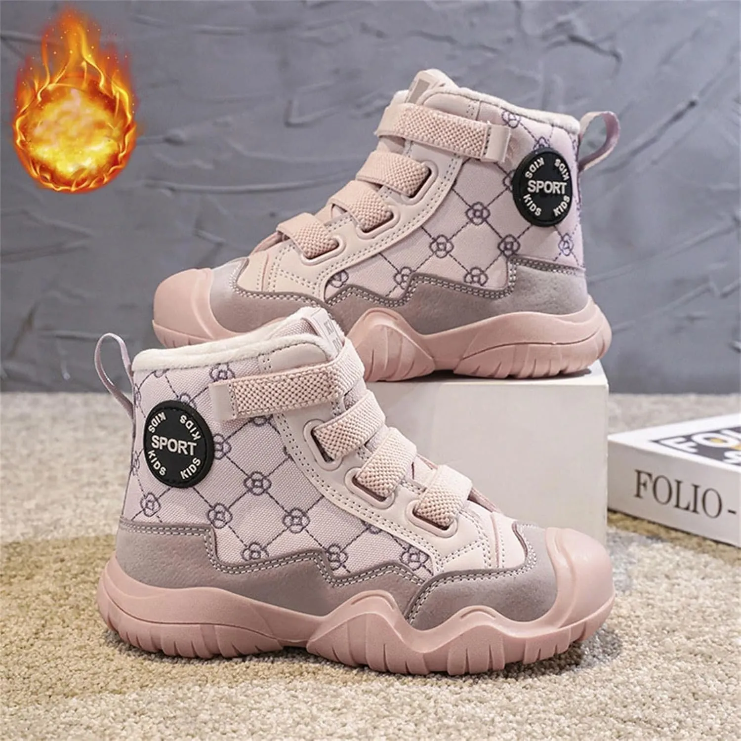 Kids Snow Boots for Girls Boys Comfy Warm Fr Lined Winter Boots Lightweight Slip On Cotton Fuzzy Light Shoes for Kids