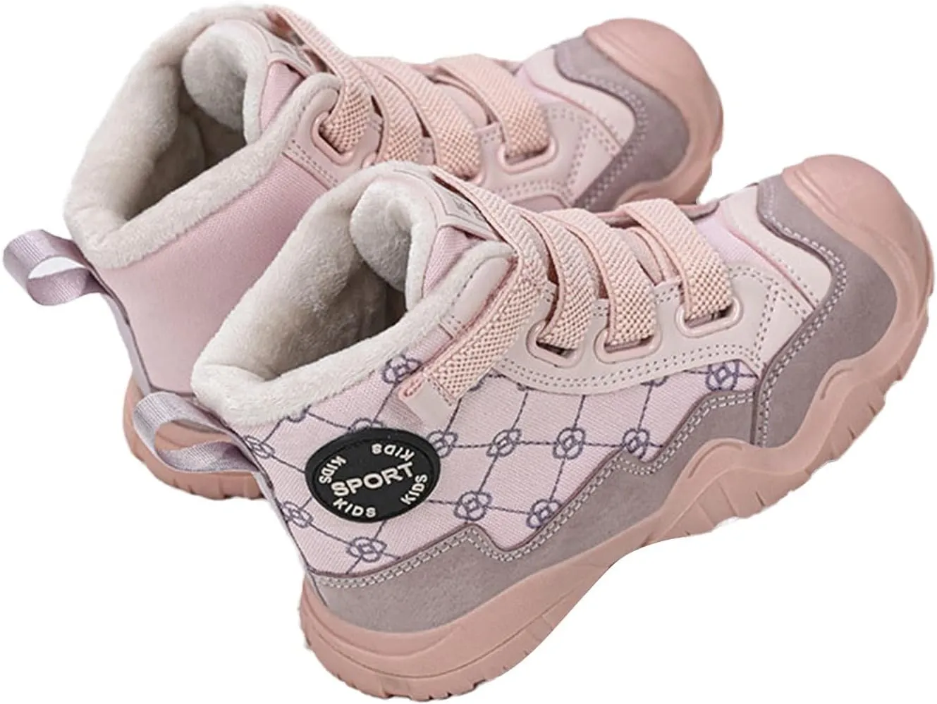 Kids Snow Boots for Girls Boys Comfy Warm Fr Lined Winter Boots Lightweight Slip On Cotton Fuzzy Light Shoes for Kids