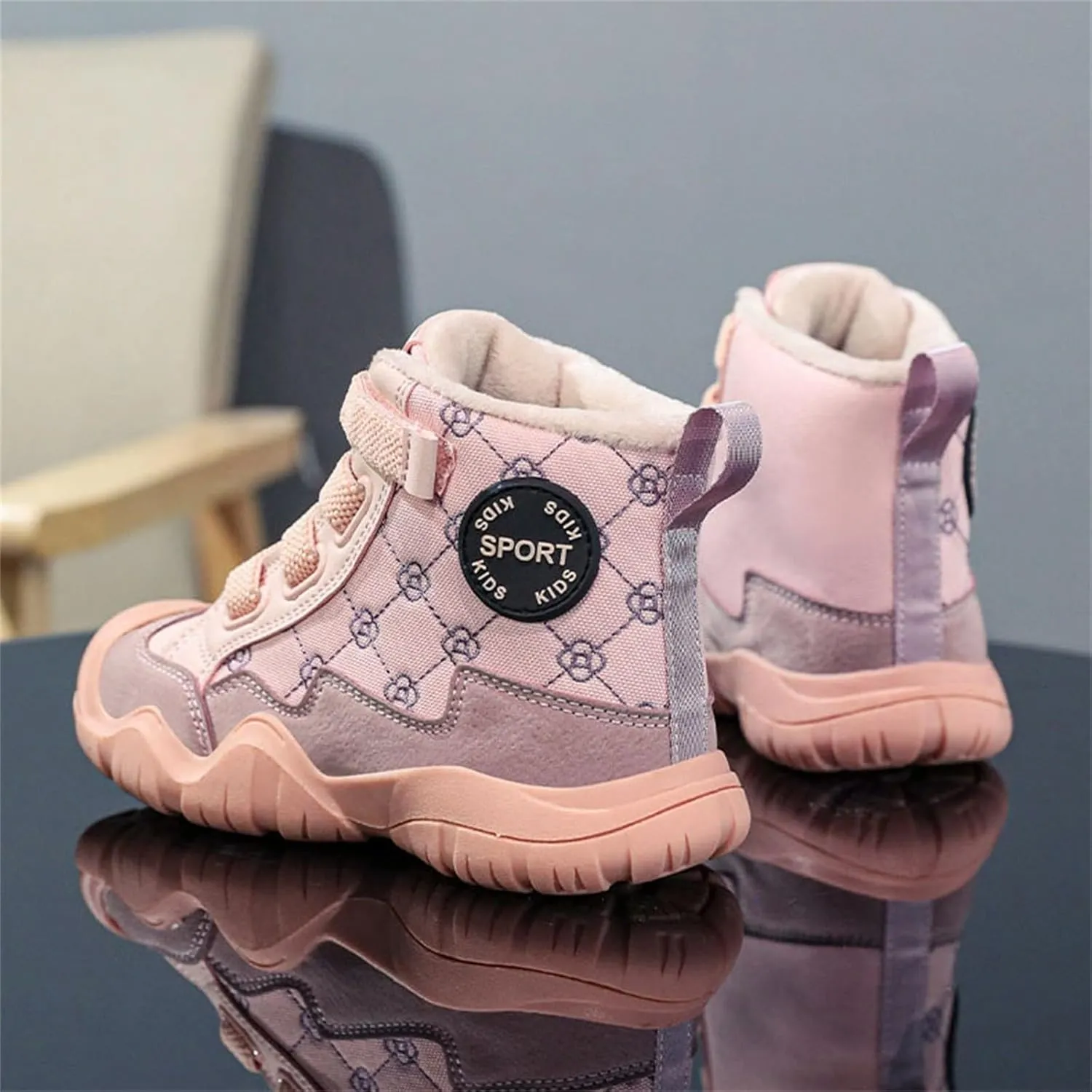 Kids Snow Boots for Girls Boys Comfy Warm Fr Lined Winter Boots Lightweight Slip On Cotton Fuzzy Light Shoes for Kids