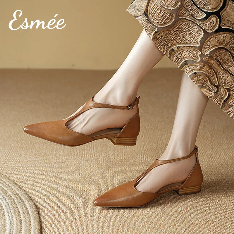 Leather Flat T-Straps