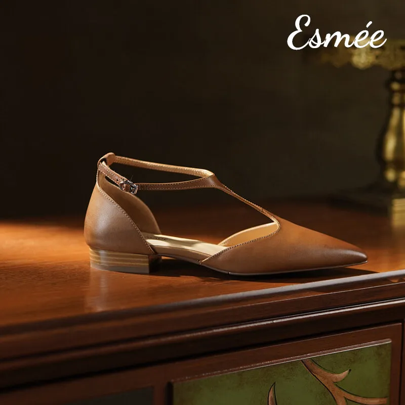 Leather Flat T-Straps