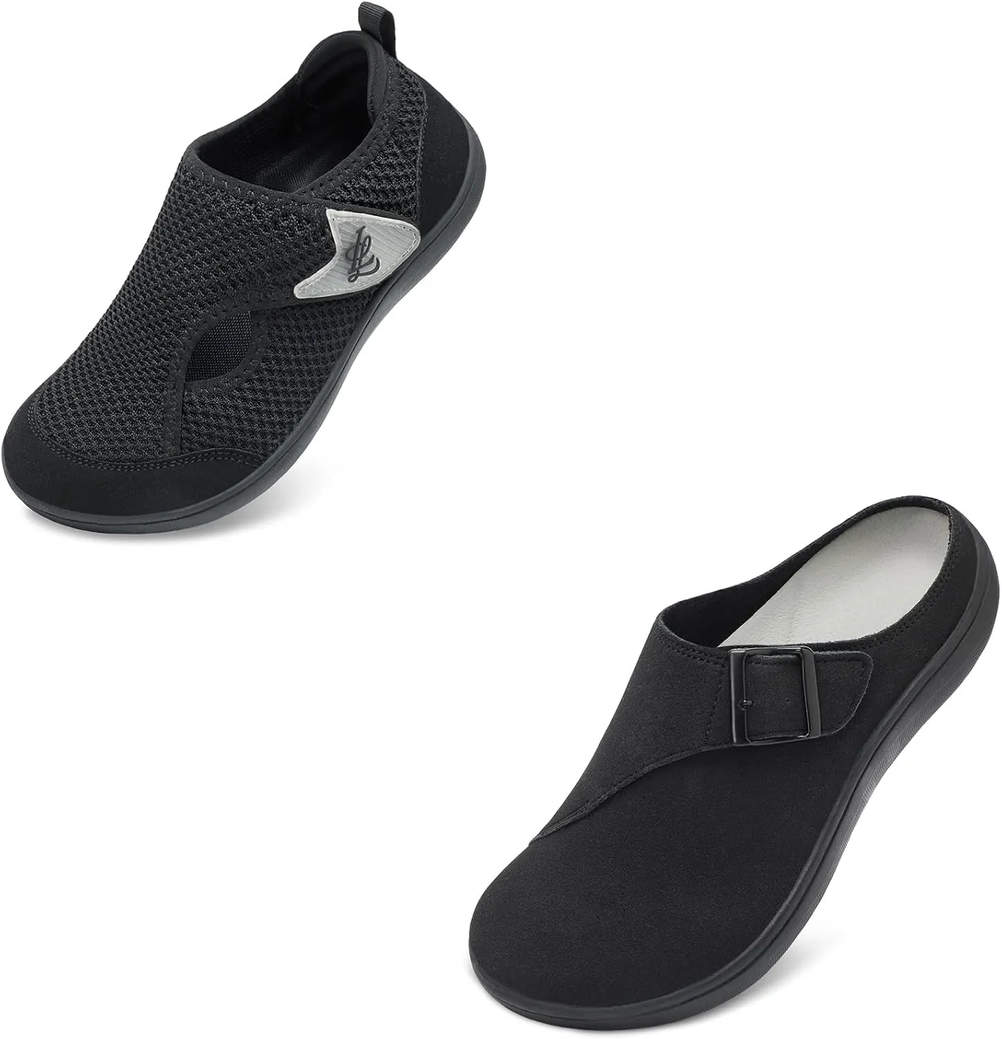LeIsfIt Women's Wide Diabetic Adjustable Shoes Black Size 9