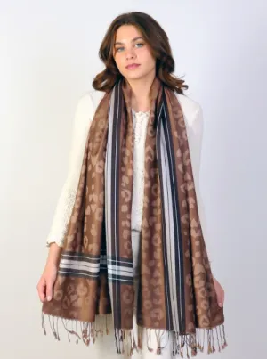 LEOPARD AND STRIPE PRINT PASHMINA SCARF