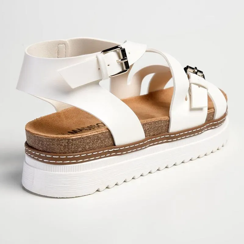 Madison Jafit Cross Over Footbed Sandal - White