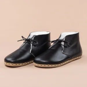 Men's Black Barefoot Oxford Boots with Fur From Atlantis Handmade Shoes