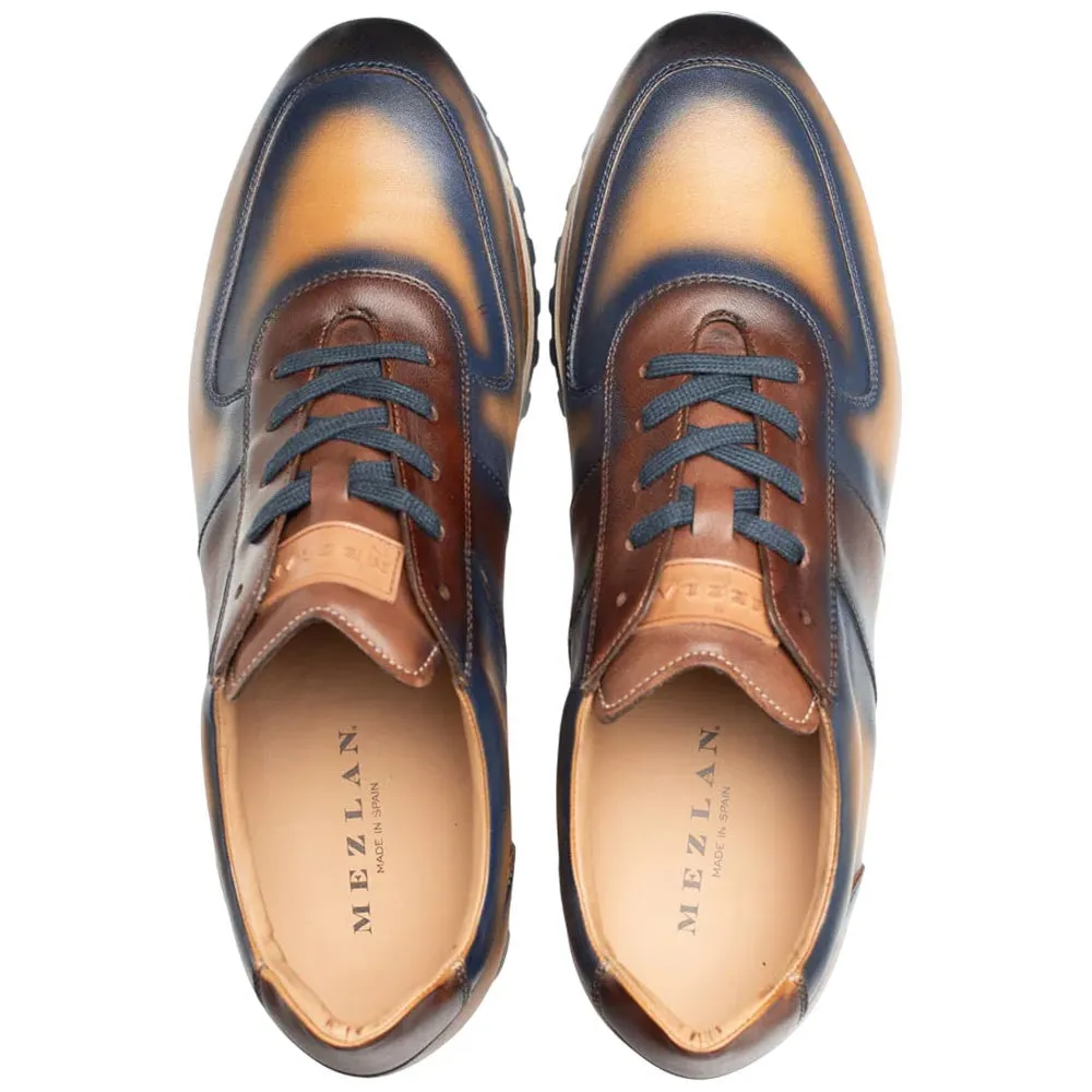Mezlan Men's Latini Blue Multi-Tone Genuine Calfskin Sneakers