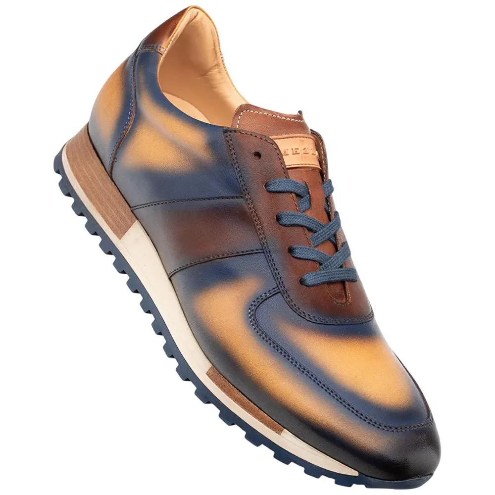 Mezlan Men's Latini Blue Multi-Tone Genuine Calfskin Sneakers