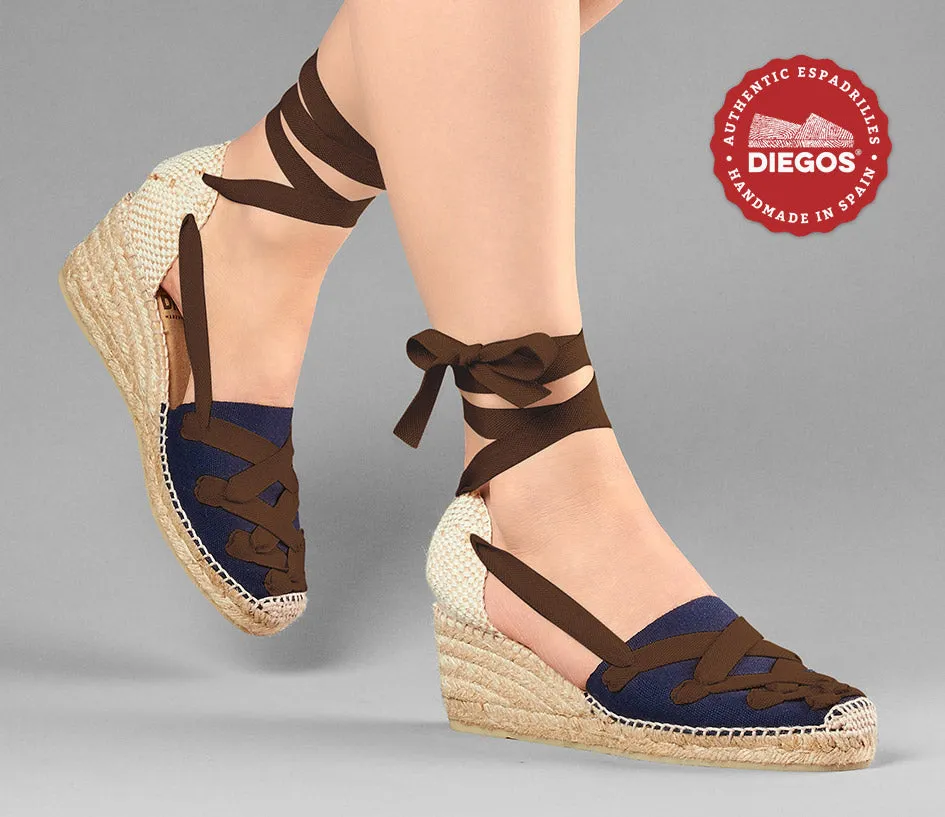 Navy blue Lola high wedge Pamplona espadrilles