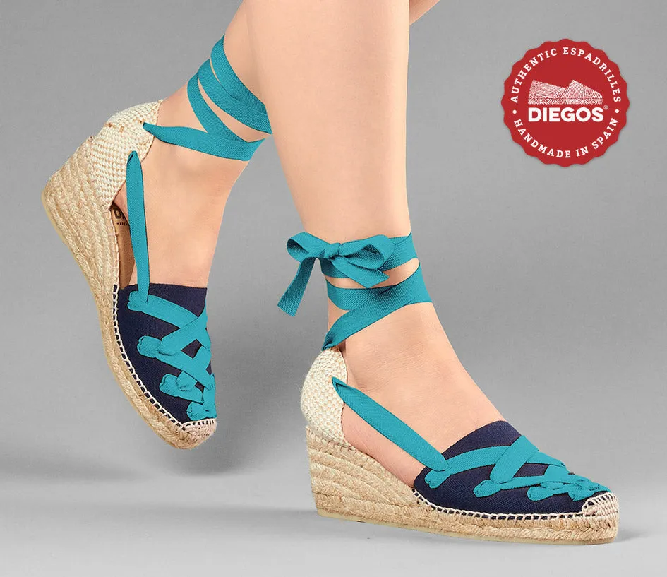 Navy blue Lola high wedge Pamplona espadrilles