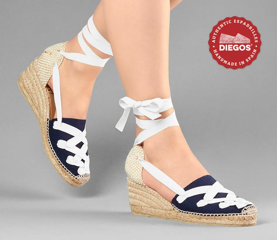 Navy blue Lola high wedge Pamplona espadrilles