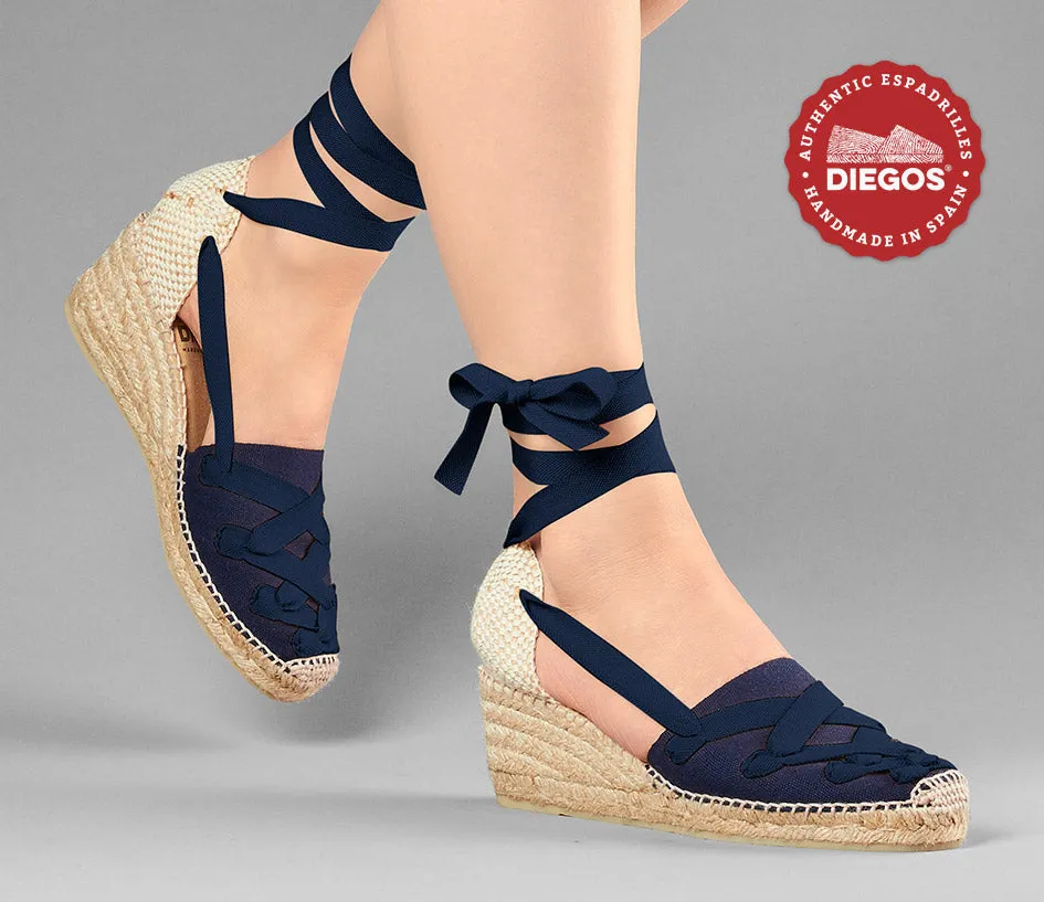 Navy blue Lola high wedge Pamplona espadrilles