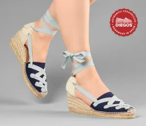 Navy blue Lola high wedge Pamplona espadrilles