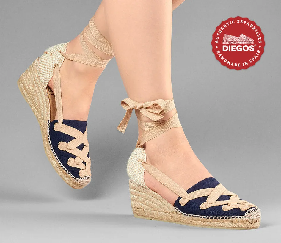 Navy blue Lola high wedge Pamplona espadrilles