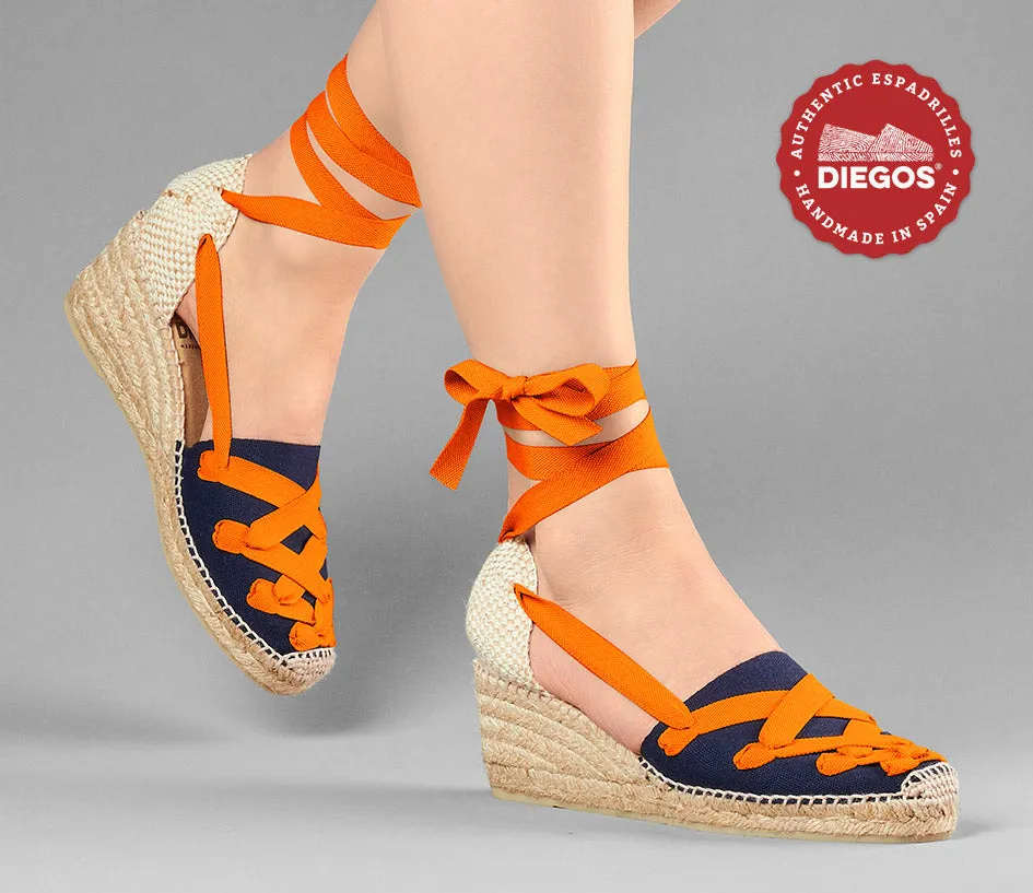 Navy blue Lola high wedge Pamplona espadrilles