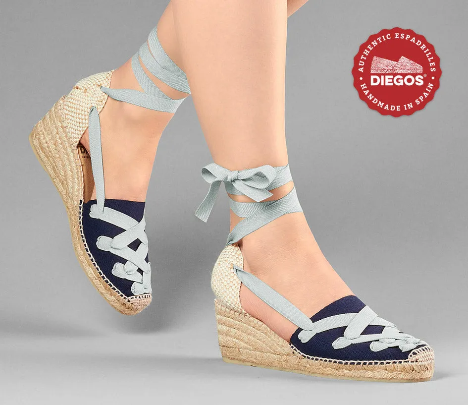 Navy blue Lola high wedge Pamplona espadrilles